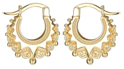 9ct Yellow Gold Gypsy Creole Hoop Earrings Set For Women On Sterling Silver Gold Gypsy Earrings For Women - 2.5cm NEW