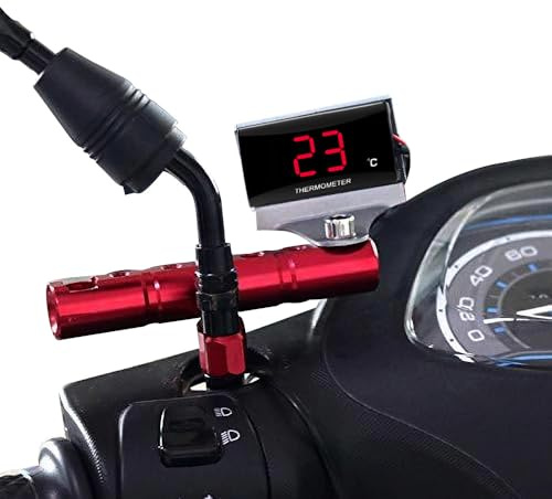 TOTMOX Thermomètre numérique universel pour moto à LED avec capteur, jauge de température de l'eau 0-120 ℃ pour scooter de moto de course 12 V, Feu rouge