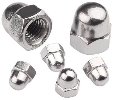 Sechskant-Vollmutter, Sechskant-Vollmuttern, Flanschmuttern, 20 Stück, Hutmuttern M3 ~ M20, Hutmuttern aus Edelstahl 304, dekorativ, Sechskant-Hutmutter, Hutmuttern mit flachem Finish, Hutmuttern for