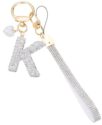 PATIKIL nyckelring brev, form väskhänge hänge, nyckelring diamant glittrande bokstavsberlocker för kvinnor, gåvor, nyckelring, väsktillbehör, silver, 18