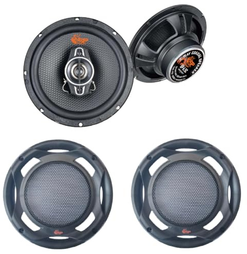 KIT SET PER SP AUDIO SP-6.5C 2 altoparlanti diffusori coassiali a 2 vie, 6,5 16,5 cm 165 mm, 150 watt rms 300 watt max, impedenza 4 ohm, sensibilità 86 db spl, per auto, a coppia + griglie omaggio