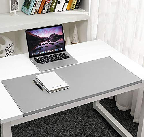 Großes Schreibtischkissen mit Kantenschutz – Premium-Leder – Anti-Rutsch-Mauspad – 70 x 40 cm grau – Computertastatur, PC, Notebook