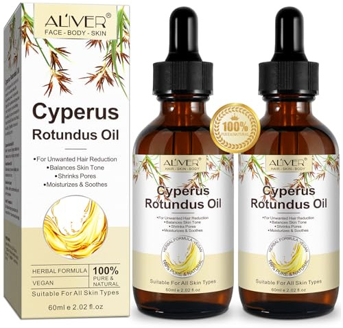 Cyperus Rotundus Oil for Hair Removal, 2 Packs 100% Pure Natural Body and Facial Hair Removal for Women, Reduces Unwanted Hair Growth After Shave, Shrink Pores, Hydrates, Soothes and Repairs Skin
