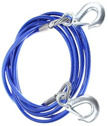 Fune da traino multiuso, filo di acciaio rinforzato, cinghia di recupero per veicoli pesanti, ganci antiscivolo e ad alta resistenza, 5 m, per assistenza