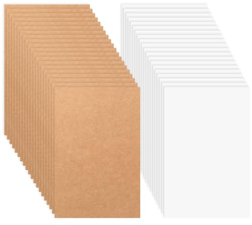 100 bitar A6 kraftpapper, kort för egen design, 350 g/m² kraftkartong för tryck, indexkort A6 tomma vykort för gör-det-själv-projekt (brun/vit, 95 x 145 mm)