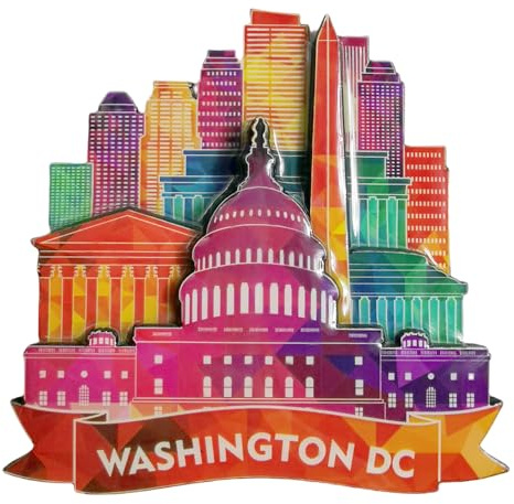 Washington D.C USA - Imán para nevera, recuerdo de viaje, decoración de nevera, calcomanía magnética 3D Craft