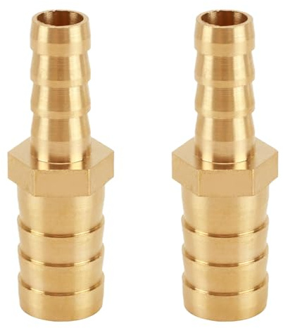 QZKJQDD 2 Stück Schlauchverbinder 12mm x 8mm Messing, Schlauchverbinder Adapter, Schlauch ID Messing Reduzierstück, Schlauchtülle Hose Barb, Schlauchtülle für Wasser, Gas, Luft