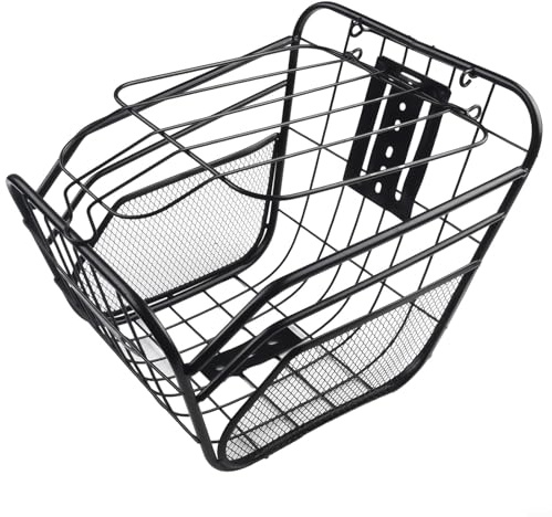 babominimer Cesta frontal de metal para ciclismo, scooter y almacenamiento electrónico, soporte resistente y estable para libros, comestibles, mochilas escolares y alimentos, 33 x 23 x 24 cm (cesta)