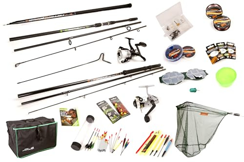 Matt Hayes Adventure Complete Fishing Set - 2 x Rod (Carp & Float) & 1 x Pole / 2 x Reel/Line/Net/End Tackle/Bait & Fishing Guide/Carry All Bag - Ideal Starter Introduction Kit [99-1514856]
