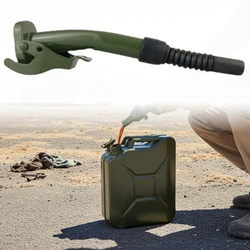 Ugello per tanica del carburante, beccuccio flessibile per tanica di benzina in metallo con tappo da gallone, kit di trasferimento carburante verde oliva