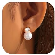 Kakonia Clip On Earrings Women Pearl Fake Earring for Non Pierced Ears G-CZ