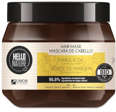 P-Beauty Naturkosmetik hårmask med marula olja – hårbehandling för djupvård, anti-frizz & glans – fuktmask för intensivvård och djup reparation – hårvård behandling – utan silikoner (250 ml)