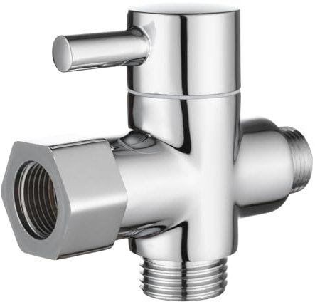 Tecmolog Vanne 3 Voies en Laiton Massif 3/8-12/17 T Adaptateur Vanne de Derivation pour Toilette WC, Chromé, DSF007D