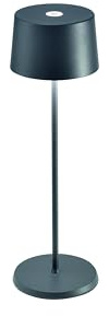 Zafferano Lampada Olivia Pro, Lampada da Tavolo Ricaricabile e Senza Fili con Controllo Touch, Adatta per Salotto ed Esterni, Dimmer, 2700-3000 K, Altezza 35 cm, Colore Grigio Scuro