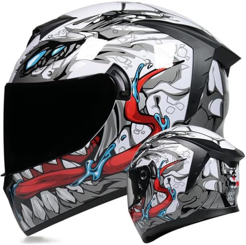 MotuoMr Unisex-Adult Full Face Motorcycle Helmet DOT Approved Motorbike Moped Street Bike Racing Crash Helmet with Graphic (Black Mirror, X-Large)