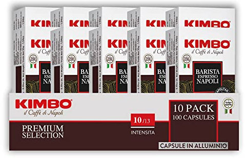 Kimbo Coffee Espresso Napoli Capsules (10 x 10) | Nespresso Coffee Pods | Italian Capsules Medium Dark Roast | Made with Arabica and Robusta Beans | Nespresso Coffee Machine Compatible