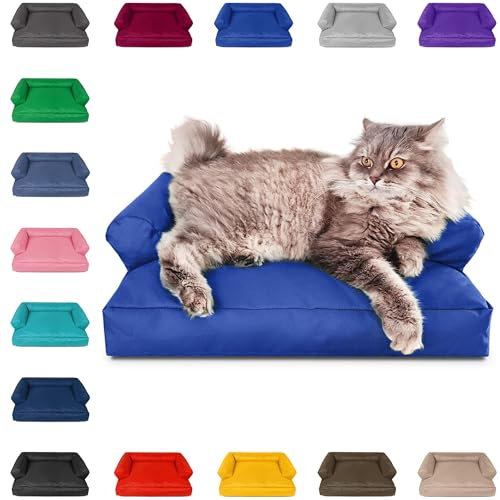 PatchHome Katzensofa – Oeko-TEX Zertifiziert – Katzenmöbel – mit recyceltem Styropor gefüllt – Katzenzubehör – Made in Germany – 50x40x15 cm – Königsblau