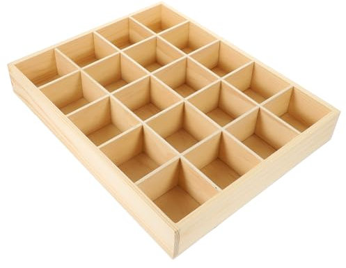 DOITOOL Scatola Divisoria In Legno Con 20 Scomparti Scatola Portaoggetti Da Scrivania Contenitore Per Articoli Vari Organizer Per Calzini Custodia Per Biancheria Intima Vassoio Espositivo