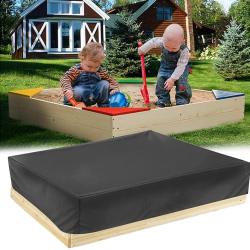 Copertura per sabbiera impermeabile 210D in tessuto Oxford, copertura per sabbiera, antipolvere, copertura per sabbiera con coulisse, per giardino (nero, 150 x 150 x 20 cm)