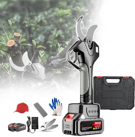 forplubossmmp Forbici Elettriche da Potatura con Batteria da 21 V 2,0 Ah, Forbici da Giardino Professionali, Tagliasiepi Elettrico da 1,7 Pollici, Forbici Elettriche per Siepi, Rami, Fiori,2-Battery