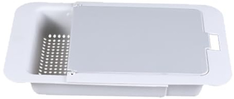 STOBAZA Panier Égouttoir Rétractable pour Légumes avec Passoire Intégrée et Planche à Découper Panier de Rangement Cuisine pour Lavage et Égouttage Fruits et Légumes