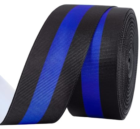 PH PandaHall 18m Nastro in Tessuto a Righe Nero e Blu Grosgrain 38mm Nastro a Righe Monofacciali per Artigianato Confezioni Regalo Cucito e Creazione di Fiocchi