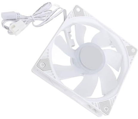 SUNGOOYUE Ventilador con Carcasa para PC de 7 Aspas y 1500 RPM con Control de Temperatura Inteligente PWM para Computadoras de Juegos (WHITE)