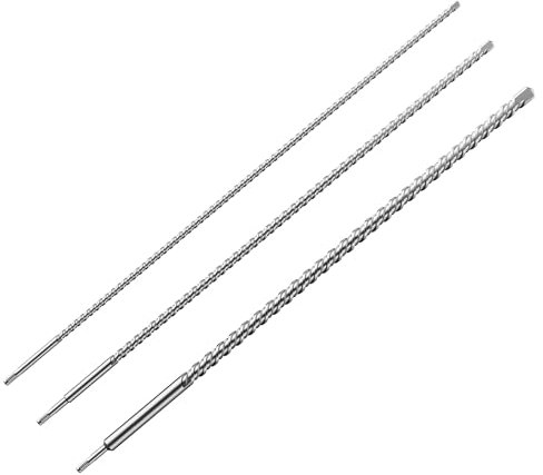 Wiltec SDS Bohrer Set 3 teilig, 1000 mm Länge, 870 mm Bohrtiefe, Ø 12/16/24 mm, Hammerbohrer Durchbruchbohrer aus Stahl für Wände, Beton, Stein