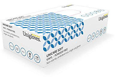 We Can Source It Ltd - Vinyl Powder Free Disposable Gloves - Box of 100 Blue Examination Gloves, Large Size Catering Gloves