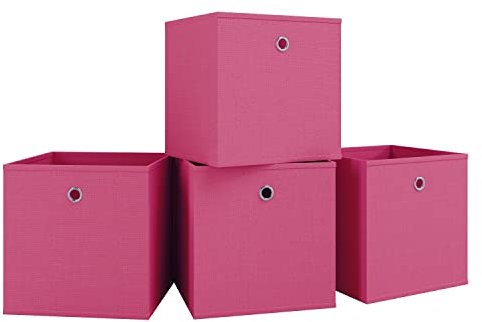 VCM 4-set vikbar låda fällbox samlingslåda tyglåda hyllbox hyllkorg boxas rosa