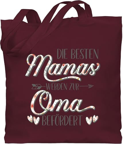 Shirtracer Baumwolltasche - Geschenk - Die besten Mamas werden zur Oma befördert - Unisize - Bordeauxrot - geschenke für werdende omas bag for grandma omi pregnancy announcement beutel