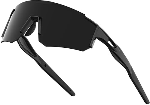 ATTCL Cykelglasögon för kvinnor och män UV-skydd polariserade solglasögon vindtäta dammsäkra glasögon för utomhusbruk sportglasögon UV400 CAT 3 CE XQ550-Black