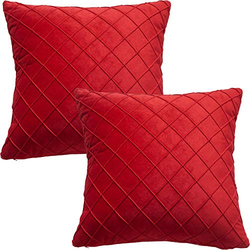 GONOVE Velvet Cushion Covers 45X45cm Soft Decorative Red Throw Pillow Cases Pack of 2 Square Pillow Covers Pillowcases with Invisible Zipper for Home Couch Sofa Bed