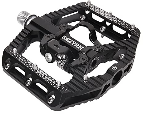 MZYRH MTB Mountain Bike Pedals 3 Bearing Flat Platform Compatible with SPD,Dual Function Sealed Clipless Aluminum 9/16 Pedals with Cleats for Road