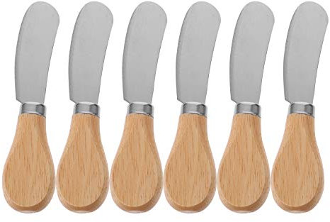 HEMOTON 6pezzi Spalmatori Per Formaggio Con Manico Legno Spatola Acciaio Inossidabile Per Burro e Formaggio Facile Da Utilizzare e Pulire
