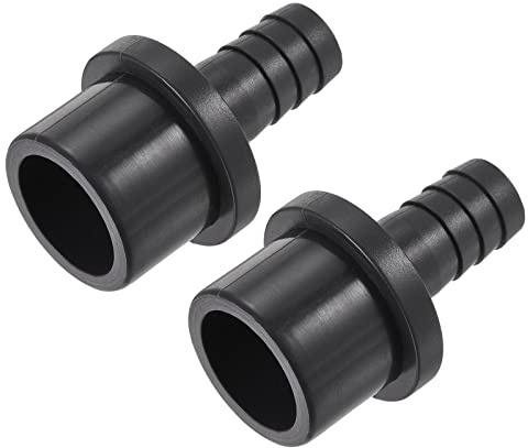 sourcing map PVC Pipe Fitting 12mm Barbed x 25mm OD Spigot Straight Tube Adapter Hose Quick Connector, Black Pack of 2