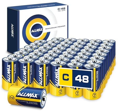 Allmax C Maximum Power Alkaline Batteries (48 Count) – Ultra Long-Lasting, Leakproof Design, 7-Year Shelf Life, Maximum Performance (1.5V)