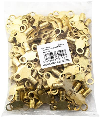 100Pc Solid Brass Radiator Bleeding Keys - for Plumbing, Bleed Venting, Air Valve | Home DIY Repair | Pack of 100, Easy Grip, Quick Release | Durable