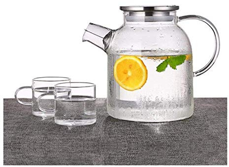 BEZAX Teekanne Klarglas Teekanne Tasse Glas Teekanne Große Kapazität Hitzebeständig Hochtemperatur Roter Tee Set 1600ml (Color : Teapot+4 Cups, Size : Teapot+4 Cups)