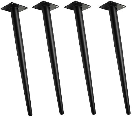 4 Stück Tapered Oblique Metal Furniture Leg,Kegel Schräg Möbelfüße,Tischbeine aus Metall,Tapered Replacement Furniture Feet for Chairs Coffee Tables Schrank Sofas,Schwarz (25cm/9.8in)