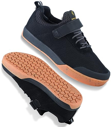 SANDUGO Herren Mountainbike Schuhe Elastischer Verschluss für leichte, wasserdichte, atmungsaktive MTB Schuhe Schwarz 46