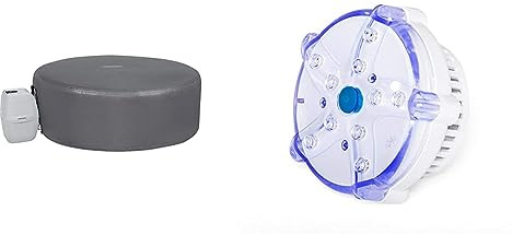 Bestway Lay-Z-SPA Xtras EnergySense Thermo-Komplettabdeckung Ø 180 x 66 cm, rund & Lay-Z-SPA 7-Farben-LED-Licht, Mehrfarbig, 9,2 x 6,2 cm
