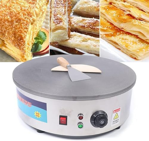 45CM Profi Crepes Maker Machine/CrepesgeräT Platte/Crepespfanne Pfannkuchenpfanne Antihaftbeschichtung ZubehöR Crepeseisen Crepesplatte Creperie Kreppmacher Elektrisch Gewerbe