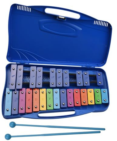 Glockenspiel Erwachsene 25 Noten Glockenspiel Xylophon Handklopfen Perkussion Rhythmus Musikpädagogisches Werkzeug Mit Koffer 2 Schlägel (Color : Blue)