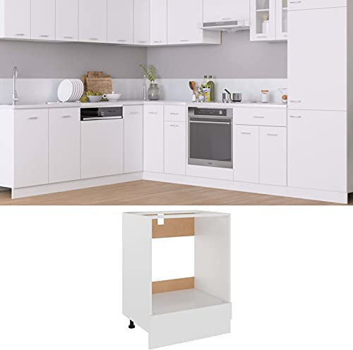 TANZEM Herdumbauschrank, Küchenunterschrank, Küchenschrank, Küchenunterbauschrank, Unterschrank Herd, Küchen Schranke, Weiß 60x46x81,5 cm Spanplatte