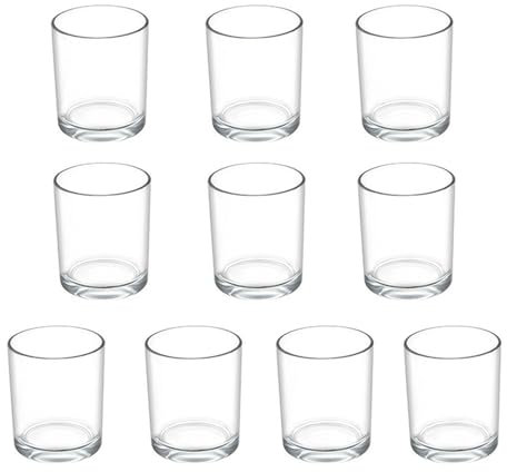 10 pack Tea Light Candle Holders, Glass Tealight Holders (Ø 4.5cm X 6cm High) Transparent Glass Tea Light Holders for Wedding, Anniversary, Festival, Dining Table, Home Decoration
