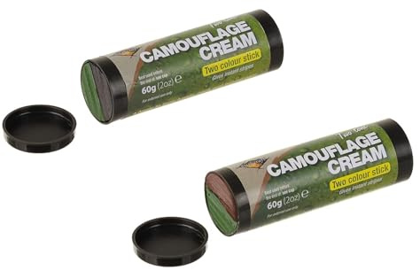 zweifarbiger Tarnschmink-Stift 2-Farben braun / grün , schwarz / grün, sand/brown Tarnschminke Camouflage (Mix 1x braun/grün & 1x grün/schwarz)