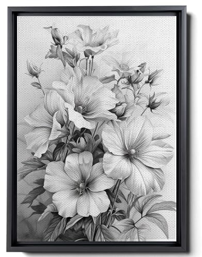 3D Art Prints, 3D Wall Art Decor, Pen and Ink Memorable Month Floral, Handmade Personalize Birth Flower Anniversary Wedding Gift Mothers Day Tattoo Sketch State Flower, Canvas,Decor