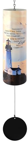 Carson 91,4 cm Leuchtturm-Zylinder-Glocke – Küsten-Seevögel-Windspiel – Gedenkgeschenk – Trauer-Windspiel für Außendekoration – Garten Terrasse Veranda Dekoration – Outdoor-Küstendekoration –