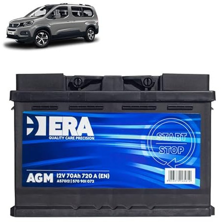 Batteria 70Ah A.G.M. per Peugeot Rifter 1.2 Puretech benzina 1.5 BlueHdi gasolio 2018+